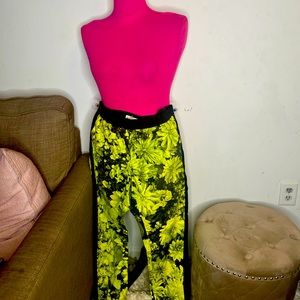 Michael Kors black and green flower pants